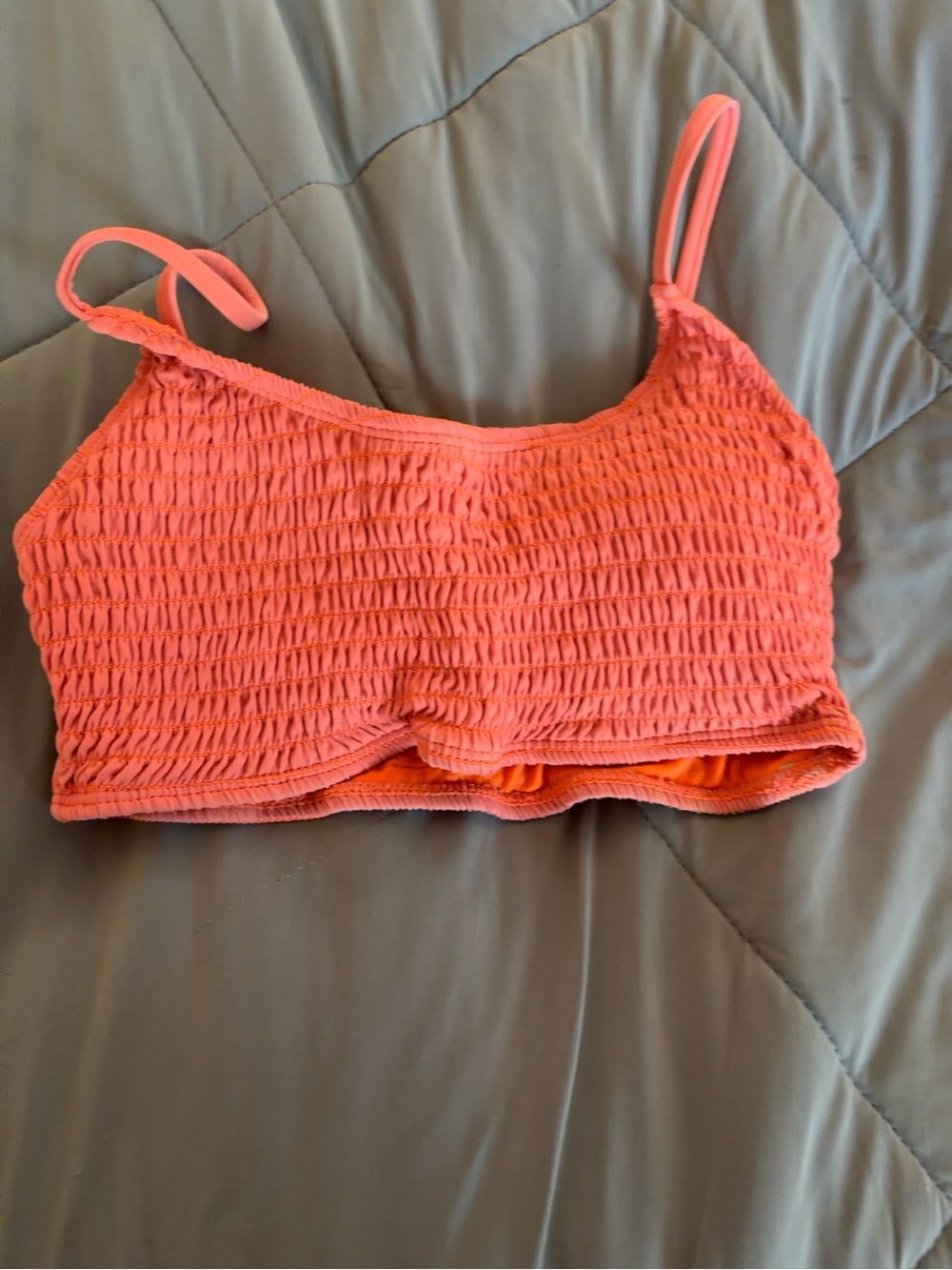 Smocked Coral Bikini Top - Women's Swim Bralette